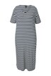 Midi šaty, pruhy, A střih, výstřih do V, krátké rukávy, kapsy