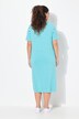 Robe midi à rayures. Décolleté V et manches courtes. Poches. Coupe évasée