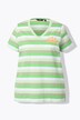 Stribet t-shirt, sol, A-form, V-udskæring, korte ærmer