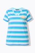 Stribet t-shirt, sol, A-form, V-udskæring, korte ærmer