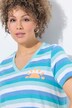 Stribet t-shirt, sol, A-form, V-udskæring, korte ærmer