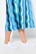 Robe midi, motif vagues. Manches courtes, décolleté V. Coupe évasée