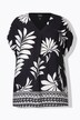 Tuniek, bloemen, oversized, V-hals, halve mouwen