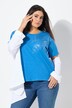 Camiseta, con hojas, amplia, cuello redondo, media manga