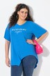 T-shirt con scritta, volant, scollo a V e mezze maniche