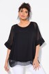 Voile en mousseline oversize. Décolleté rond et manches 3/4. Dentelle