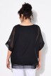 Voile en mousseline oversize. Décolleté rond et manches 3/4. Dentelle