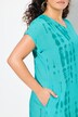 Kaftan, linblanding, batikkmønster, V-hals, halvermet