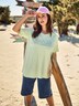 Short Rose en jersey. Jambe large et taille élastique. Teinture indigo