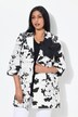 Chaqueta, estructura acanalada, cuello con solapa, flor desmontable