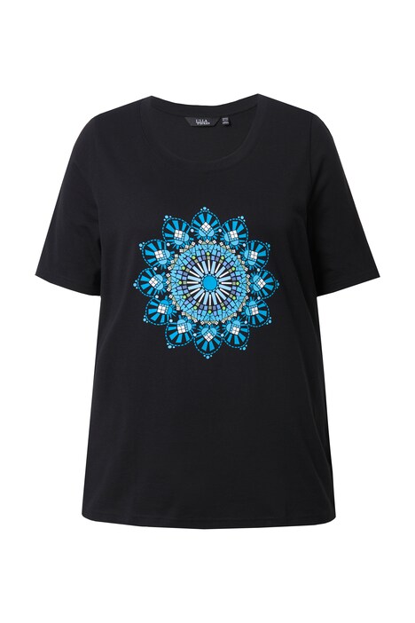 Tričko, mandala, A střih, kulatý výstřih, krátké rukávy