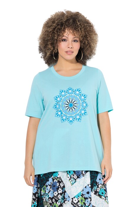 Tričko, mandala, A střih, kulatý výstřih, krátké rukávy