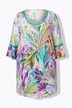 A-line feather print lacy V-neck tunic