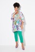 A-line feather print lacy V-neck tunic