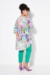 A-line feather print lacy V-neck tunic