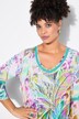 A-line feather print lacy V-neck tunic