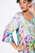 A-line feather print lacy V-neck tunic