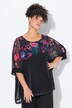 Bluse, oversized, blomsterkant, uigennemsigtig top