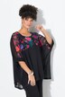 Bluse, oversized, blomsterkant, uigennemsigtig top
