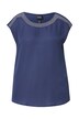 Tričko, ozdobné kamínky, kulatý výstřih, bez rukávů, mix materiálů