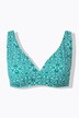 Top de bikini, rellenos blandos extraíbles, estampado ikat