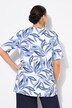 T-shirt, motif feuilles. Manches courtes et col tunisien. Coupe évasée