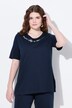 T-shirt, broderie, col rond, manches mi-longues, coton biologique