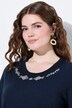 T-shirt, broderie, col rond, manches mi-longues, coton biologique