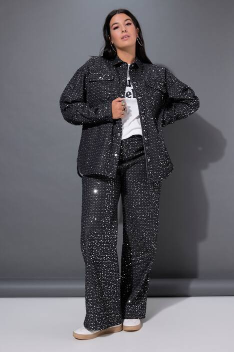 Camisa, oversize, lentejuelas, look vaquero