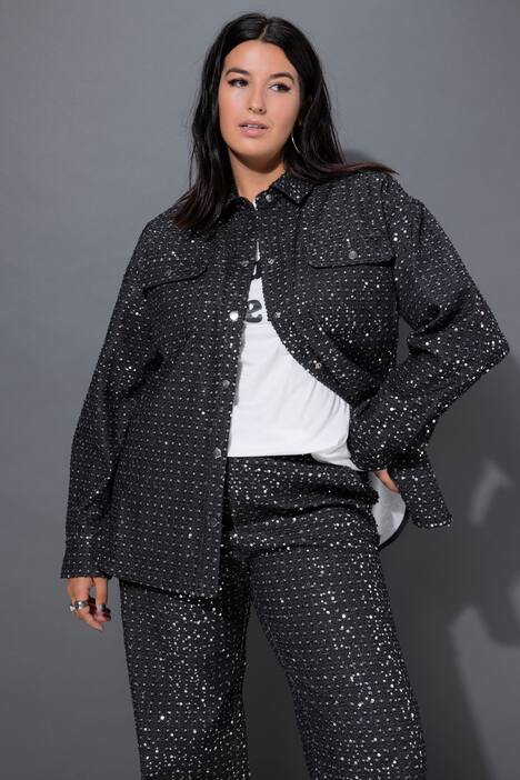 Camisa, oversize, lentejuelas, look vaquero