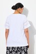 T-shirt, opengewerkt borduursel, A-lijn, V-hals, vleugelmouw