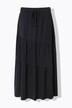 Jersey maxi-rok, volantlaagjes, A-lijn, elastische tailleband
