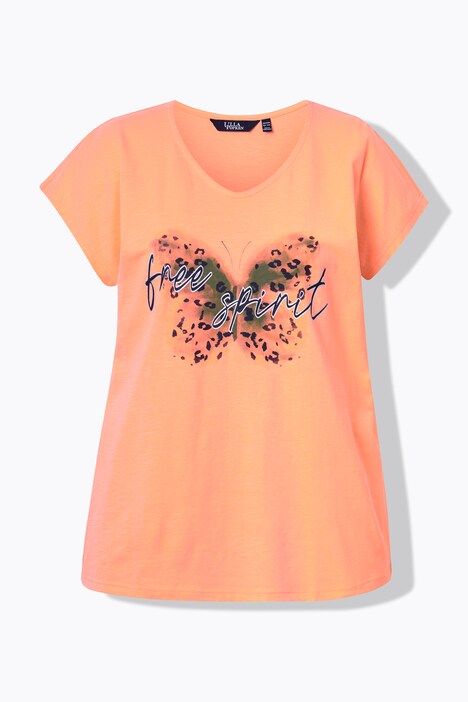 T-skjorte, sommerfugl, oversized, V-hals, korte ermer