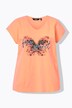 Camiseta, mariposa, amplia, cuello de pico, media manga