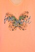 Camiseta, mariposa, amplia, cuello de pico, media manga