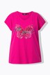 Camiseta, mariposa, amplia, cuello de pico, media manga
