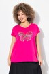 Camiseta, mariposa, amplia, cuello de pico, media manga