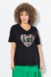 T-shirt oversize. Cœur motif léopard. Col V et manches courtes. Coupe Classic