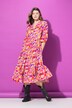 Vestido maxi, estampado de flores, volantes