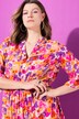 Vestido maxi, estampado de flores, volantes