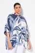 Blouse, bladeren, oversized, opstaande kraag, korte mouwen