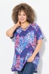 Longshirt, patchprint, A-lijn, V-hals, korte mouw