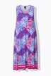 Robe maxi sans manches. Mélange d'imprimés. Décolleté V. Coupe évasée