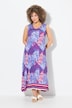 Robe maxi sans manches. Mélange d'imprimés. Décolleté V. Coupe évasée