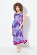 Robe maxi sans manches. Mélange d'imprimés. Décolleté V. Coupe évasée