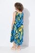 Robe midi sans manches. Imprimé abstrait. Décolleté rond. Coupe évasée