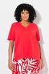 T-shirt, materiaalmix, A-lijn, V-hals, korte mouw