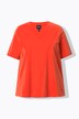 T-shirt, materiaalmix, A-lijn, V-hals, korte mouw
