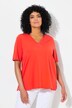 T-shirt, materiaalmix, A-lijn, V-hals, korte mouw