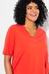 T-shirt, materiaalmix, A-lijn, V-hals, korte mouw